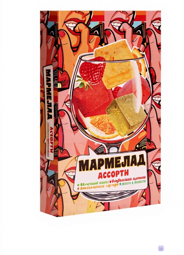 №2 Мармелад АлкоАссорти(яблочный виски, клубничный просекко, апельсиновый вермут, лайм текила) 110г в Белореченске